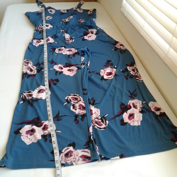 Lane Bryant Floral Wide Leg Smocked Jumpsuit Blue Pink NWT Size 22/24 - Picture 9 of 12